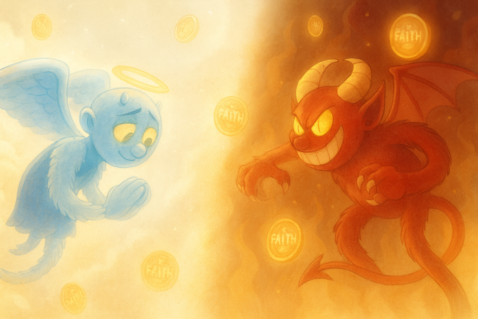 Angel vs Devil with $FAITH coins